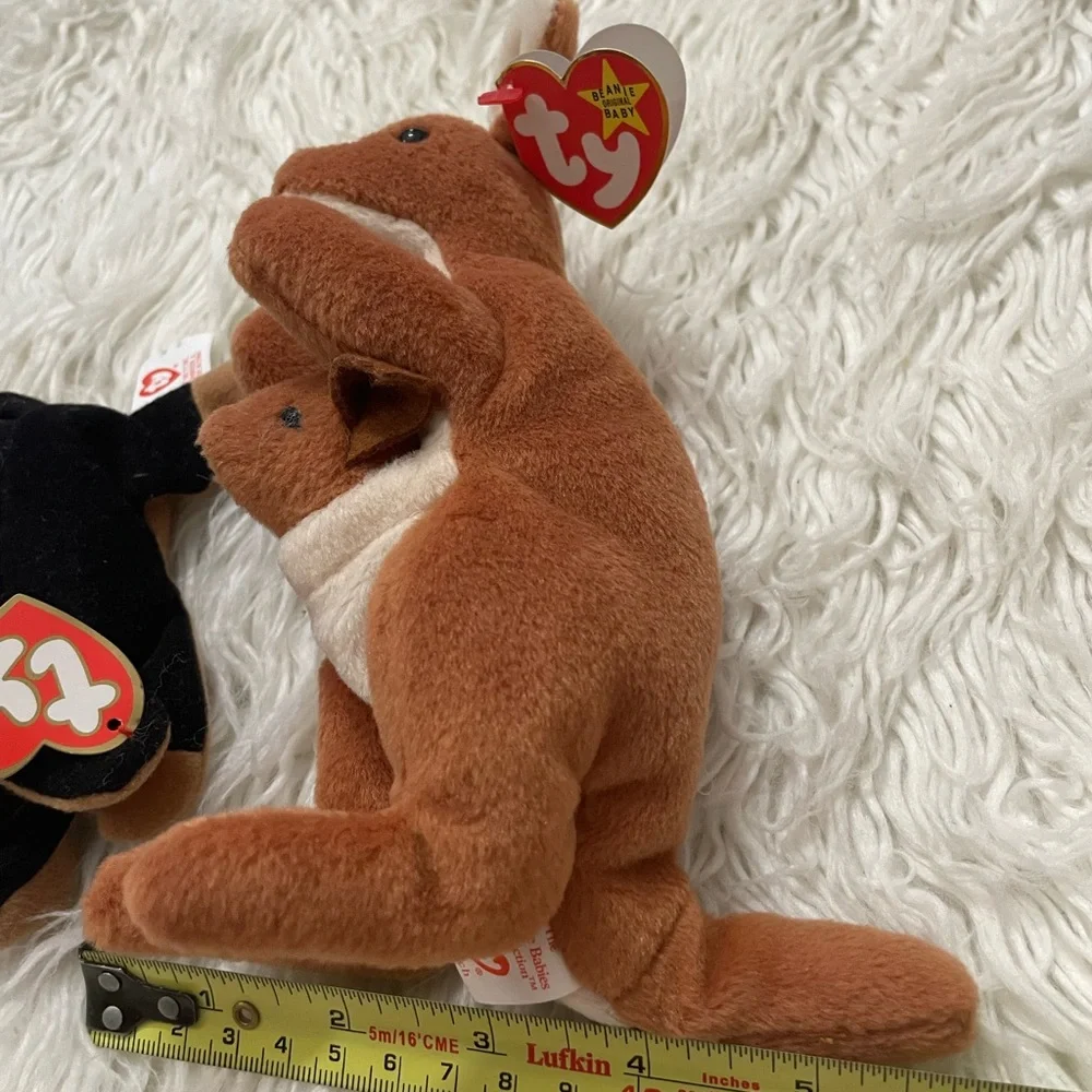 Ty Plush Kangaroo and Dog Duo - Brown and Black